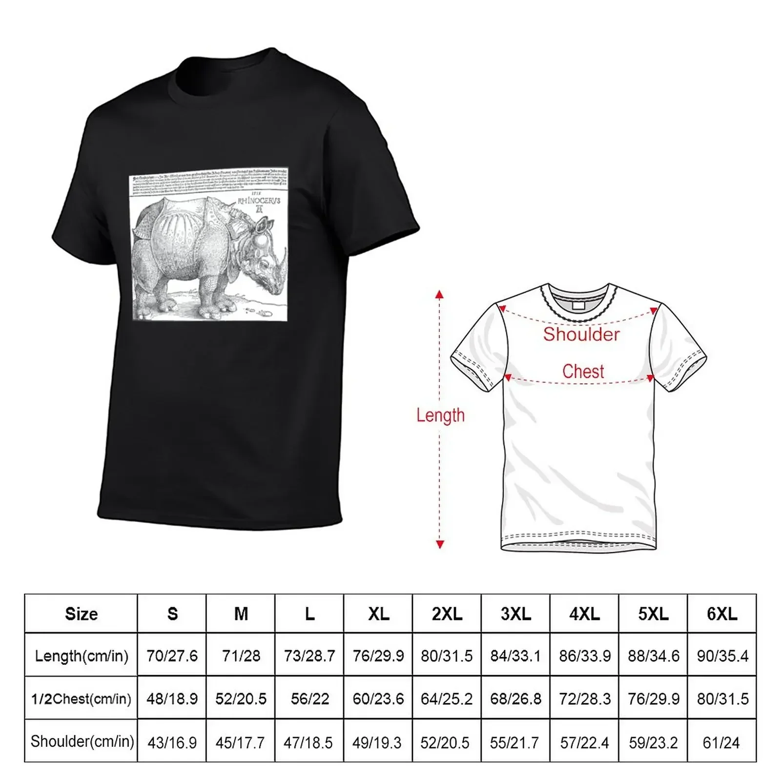 The Rhinoceros - Albrecht Durer T-Shirt tees heavyweights summer clothes t shirts for men cotton