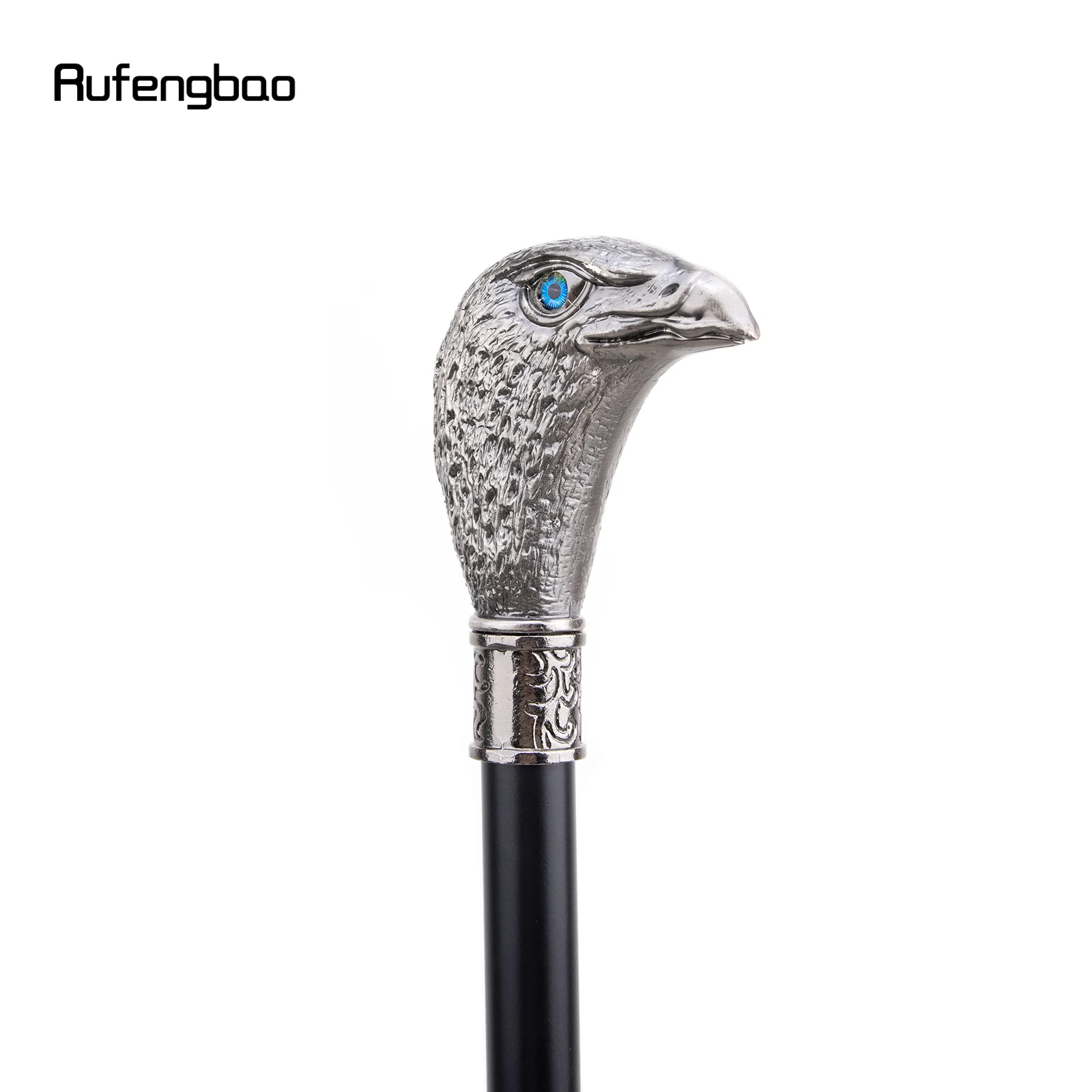 Sliver Eagle Head met blauwe ogen Wandelstok met verborgen plaat Zelfverdediging Mode Rietplaat Cosplay Crosier Stick 93cm