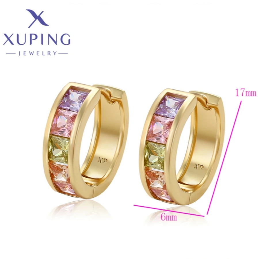 Xuping Jewelry New Arrival Elegant Fashion Light Gold Color Piering Hoop Earrings for Women Schoolgirl Christmas Gift X000975824