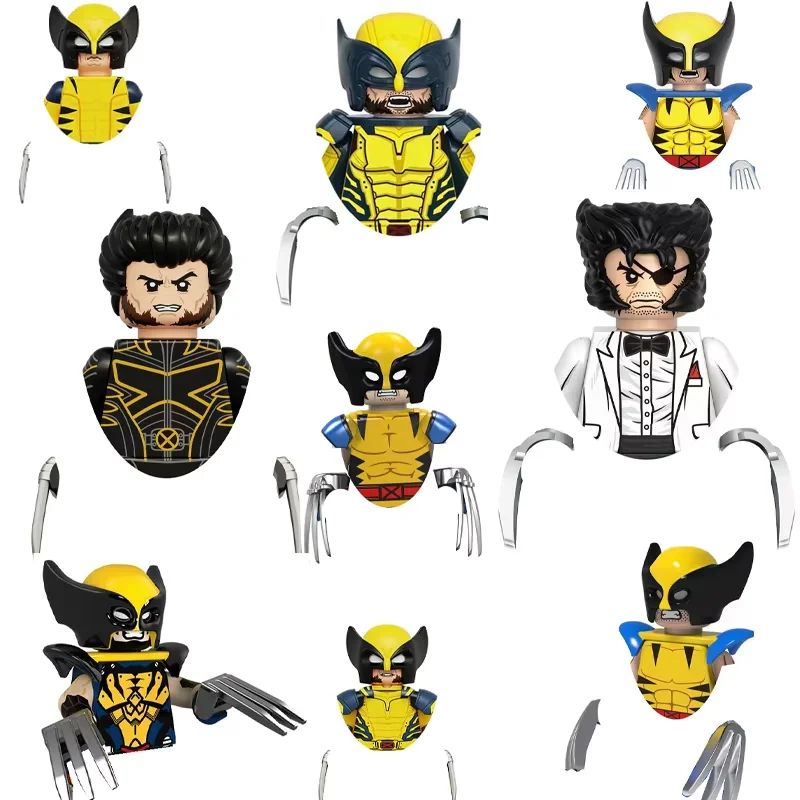 Marvel superhero cartoon character model movie mini action toy building blocks Wolverine series puzzle building DIY