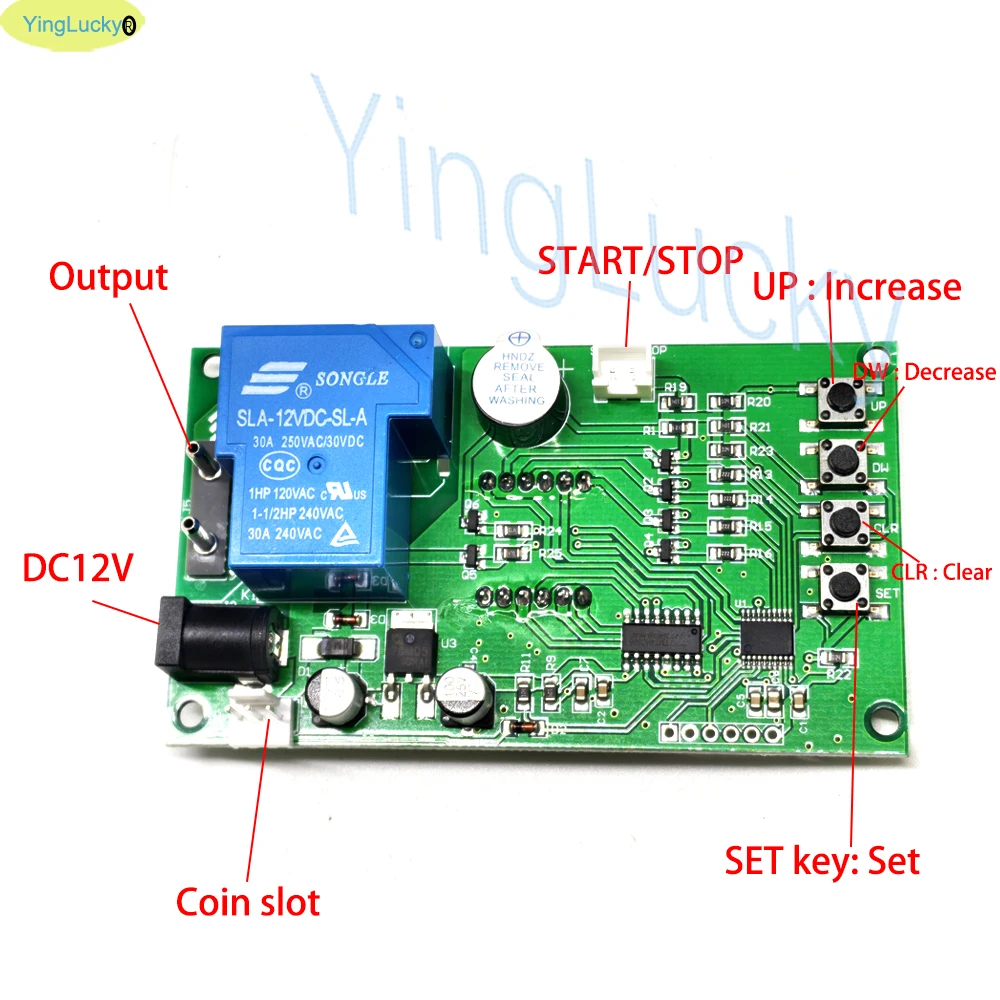 12V 4-Digits Timer Board Coin Operated Timer Control Board Power Supply For Coin Acceptor Device Washing Machine Accessory