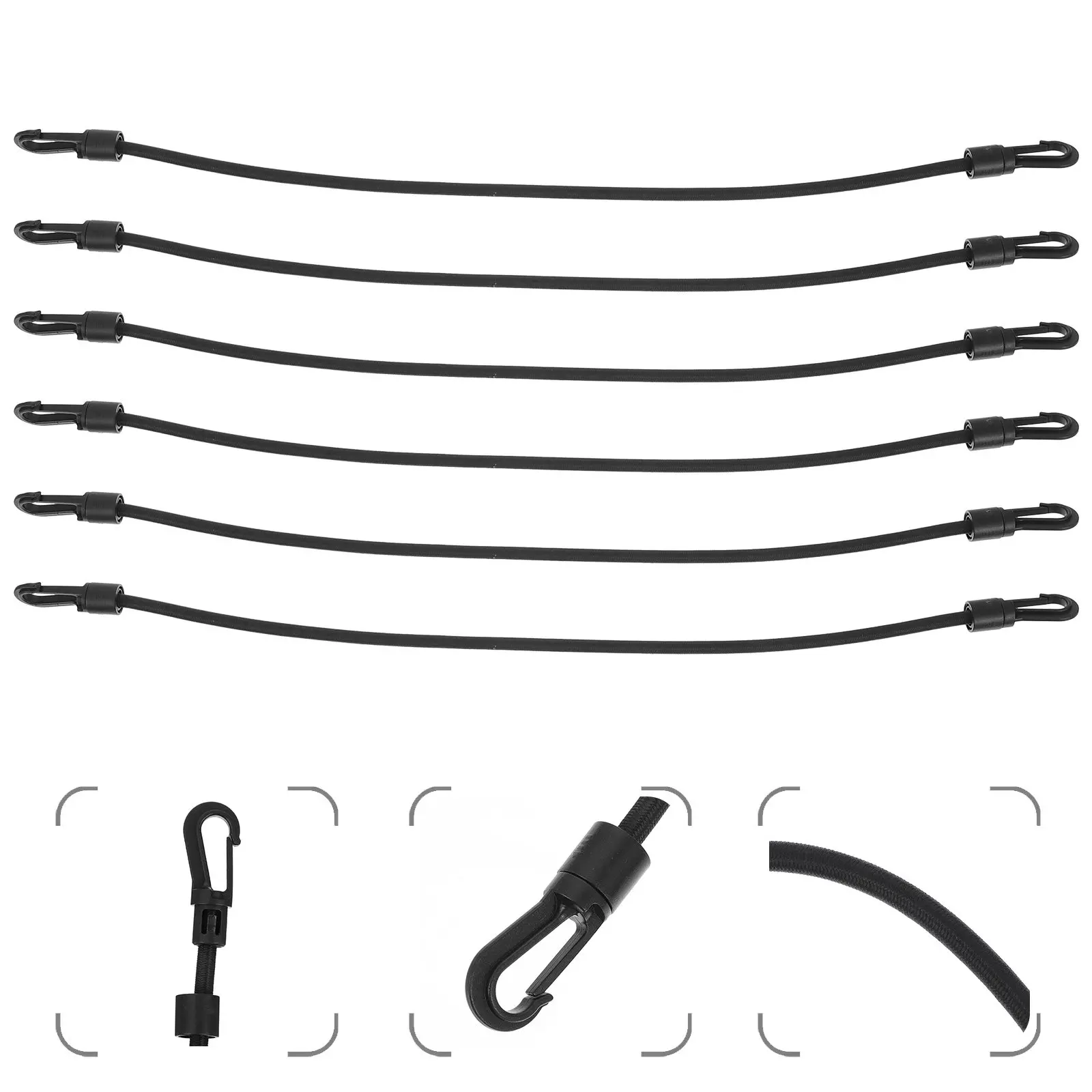 4Pcs Heavy Duty Elastic Cargo Straps with Hooks for Trucks Rv Trailers Bikes Motorcycles Luggage Storage Bundling Rope