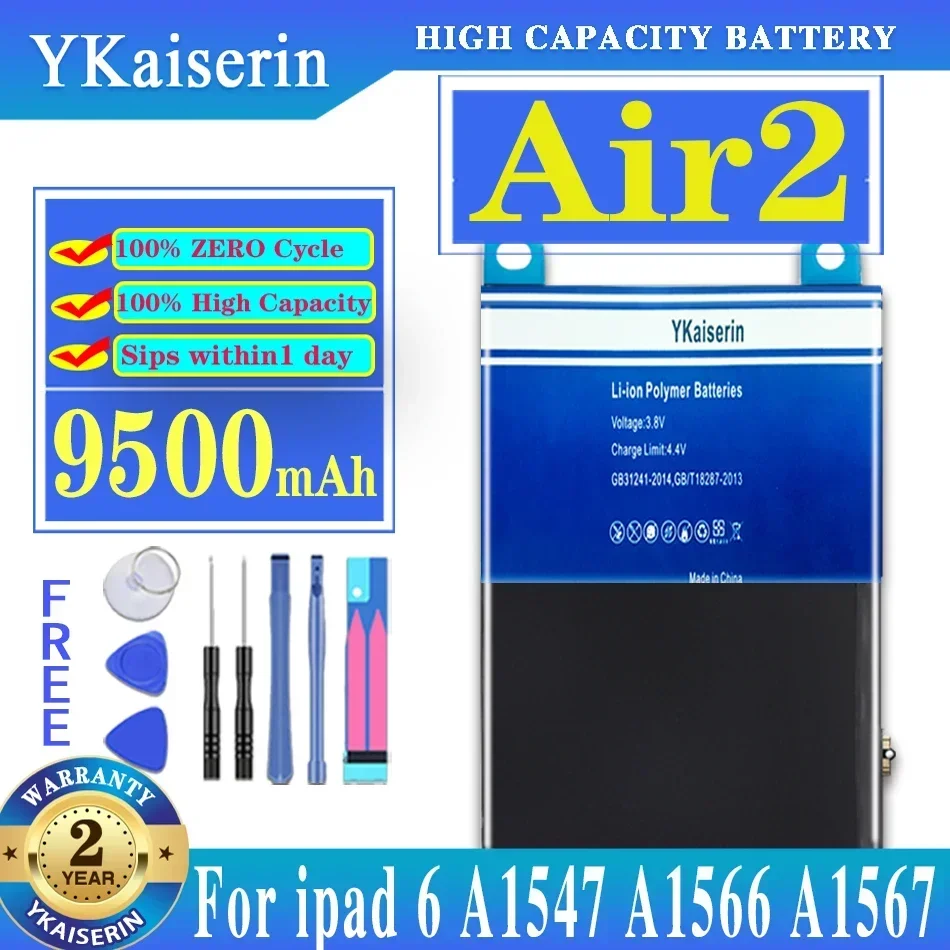 9500mAh Battery For Apple iPad 6 Air 2 A1566/A1567/A1547 Li-polymer Tablet Bateria IPad6 Air2  Batteries + track code