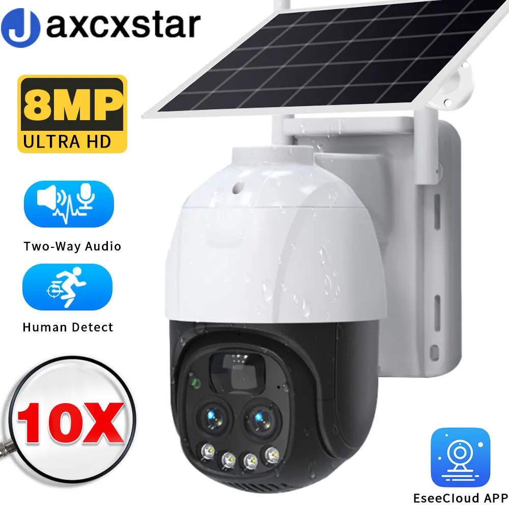 

Outdoor 8MP 10X Optical Zoom Outdoor Two-way Audio WiFi PTZ IP Solar Panel Camera Security Protection Surveillance Camera