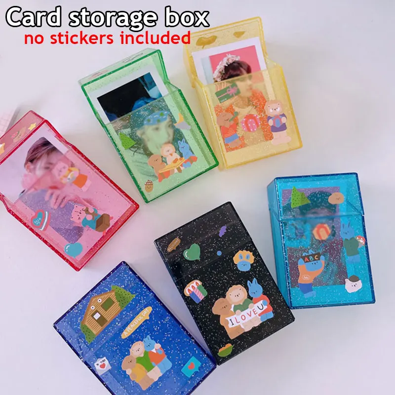 3 Inch Shining Transparent Photocard Holder Instax Photo Album Storage Box Home Picture Case Storage Name Card ID Holder Box