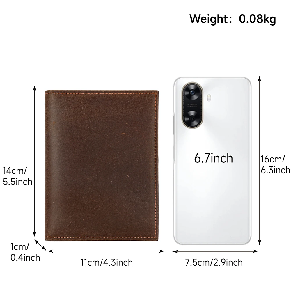 Genuine Leather Passport Holder Vintage Travel Passport Wallet RFID Blocking Solid Card Holder With Positioning Passport Case