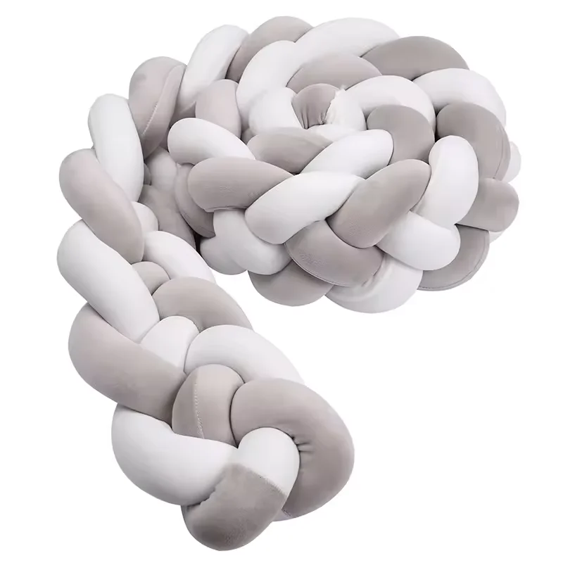 

Handmade Knotted Braid Pillow Soft Pad 1M/2M/3M Tresse De Lit Crib Bumper Skin-Friendly Fabric Baby Room Decor Cushion