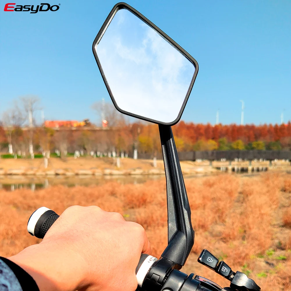 Easydo Bicycle Rear View Mirror Wide-Range Adjustable Angles MTB Mirror Handlebar E Bike Reflector E-Scooter Mirrors 