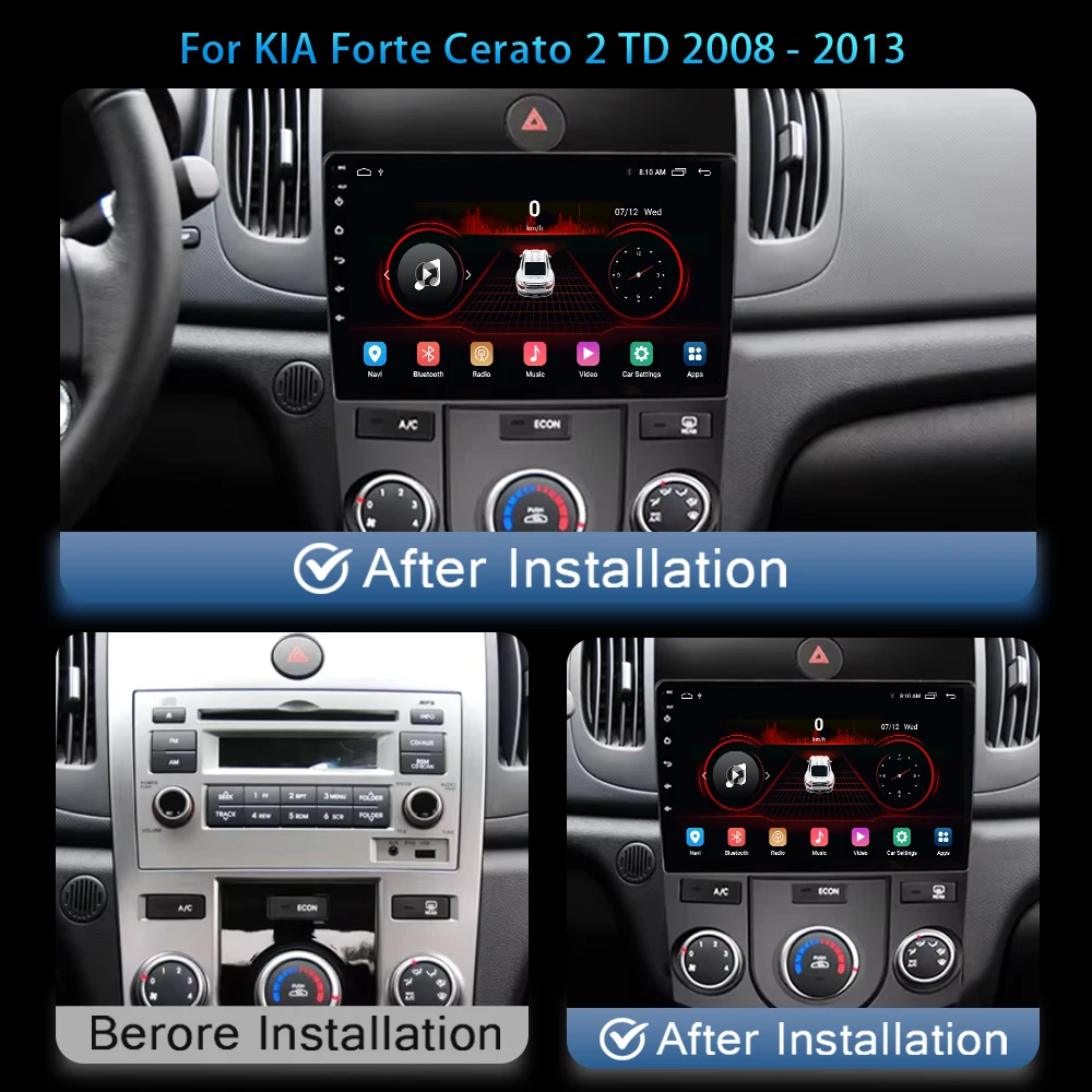 Android Auto For KIA Forte Cerato 2 TD 2008-2013Car Radio Multimedia Video Player 4G Carplay GPS Navigation 2 Din DVD Stereo