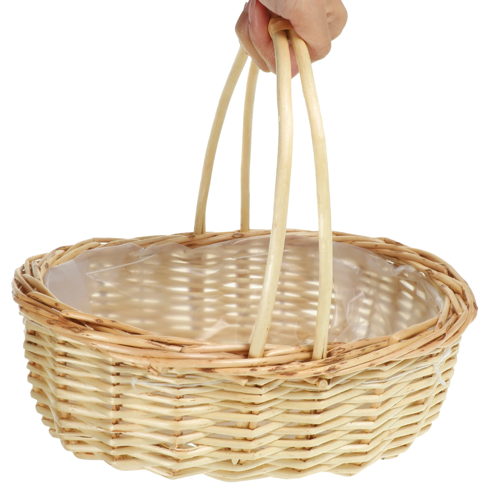 

1pcs Wicker Flower Handmade Handheld Basket Woven Storage Picnic Travel Handle Fruit Basket Home Decor Multi Functional