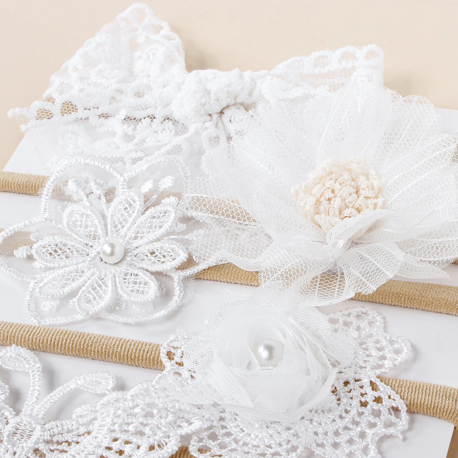 5pcs White Lace Floral Baby Hairband Girls Fashion Wedding Hair Accessories Simulation Flowers Butterfly Headband