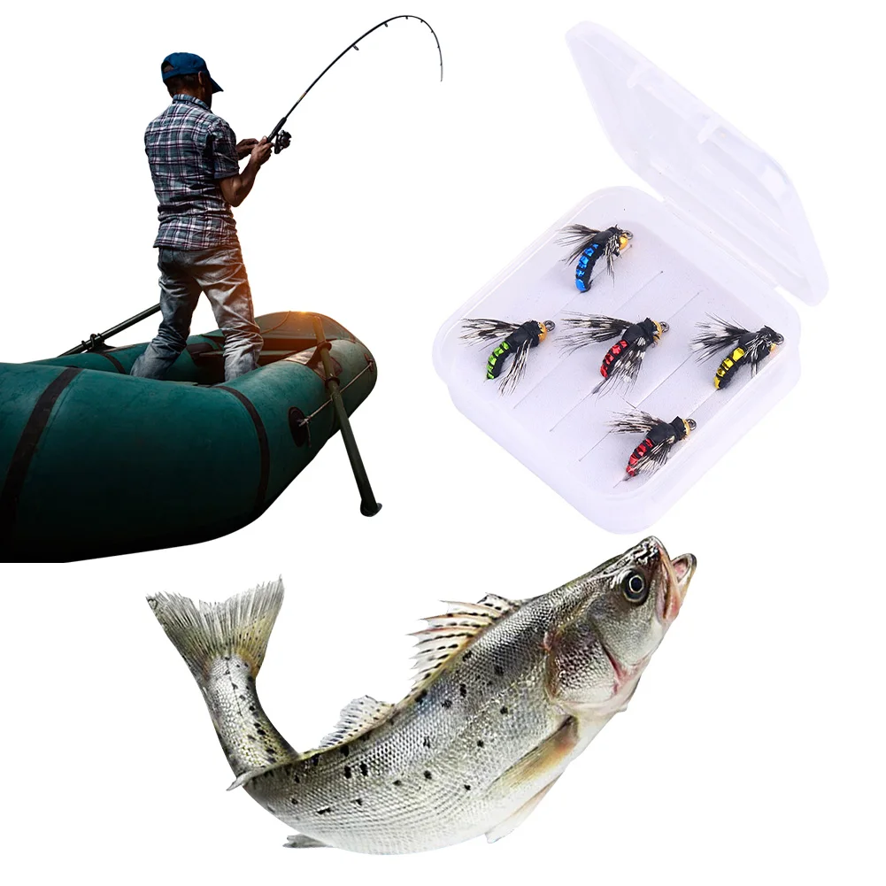 5 قطعة حبة رئيس سريع يطير الصيد الذباب سكود يطير دودة سمك السلمون المرقط الصيد إغراء يطير الصيد السحر لسمك السلمون المرقط الصيد اكسسوارات