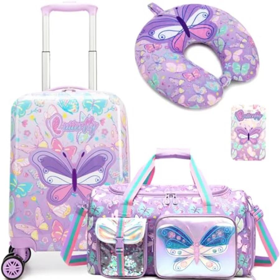 

Kid's Luggage Set 3 Pcs Suitcase Set 16" Hardside Luggage with Spinner Wheels Girls Boys Carry on Toddler Suitcase with Travel