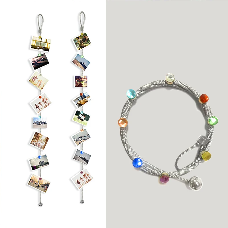 Cristal Magnetic Cable Silver Photo Frame Rope for Picture Holder Rope Display String Hanging Family Photo Frame Wall Decoration