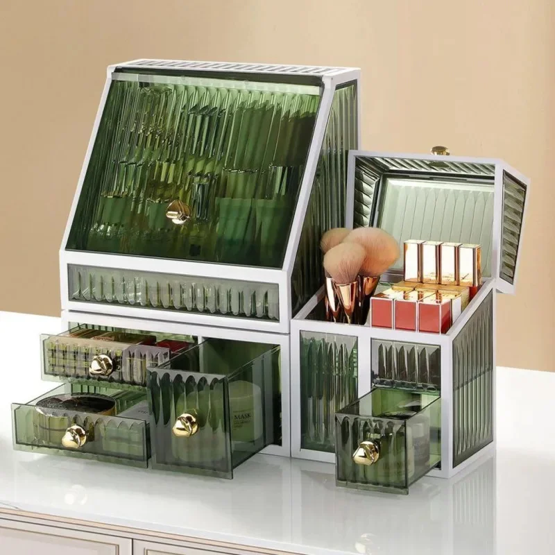 

Large Capacity Luxury Cosmetic Storage Box Makeup Organizer Jewelry Lipstick Brush Holder Skincare Earring Watch Storage Rack