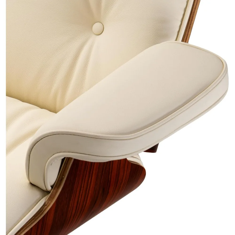 كرسي صالة تشيس مع وسائد إسفنجية عالية المرونة من الجلد الطبيعي العثماني في منتصف القرن بتصميم مريح حديث