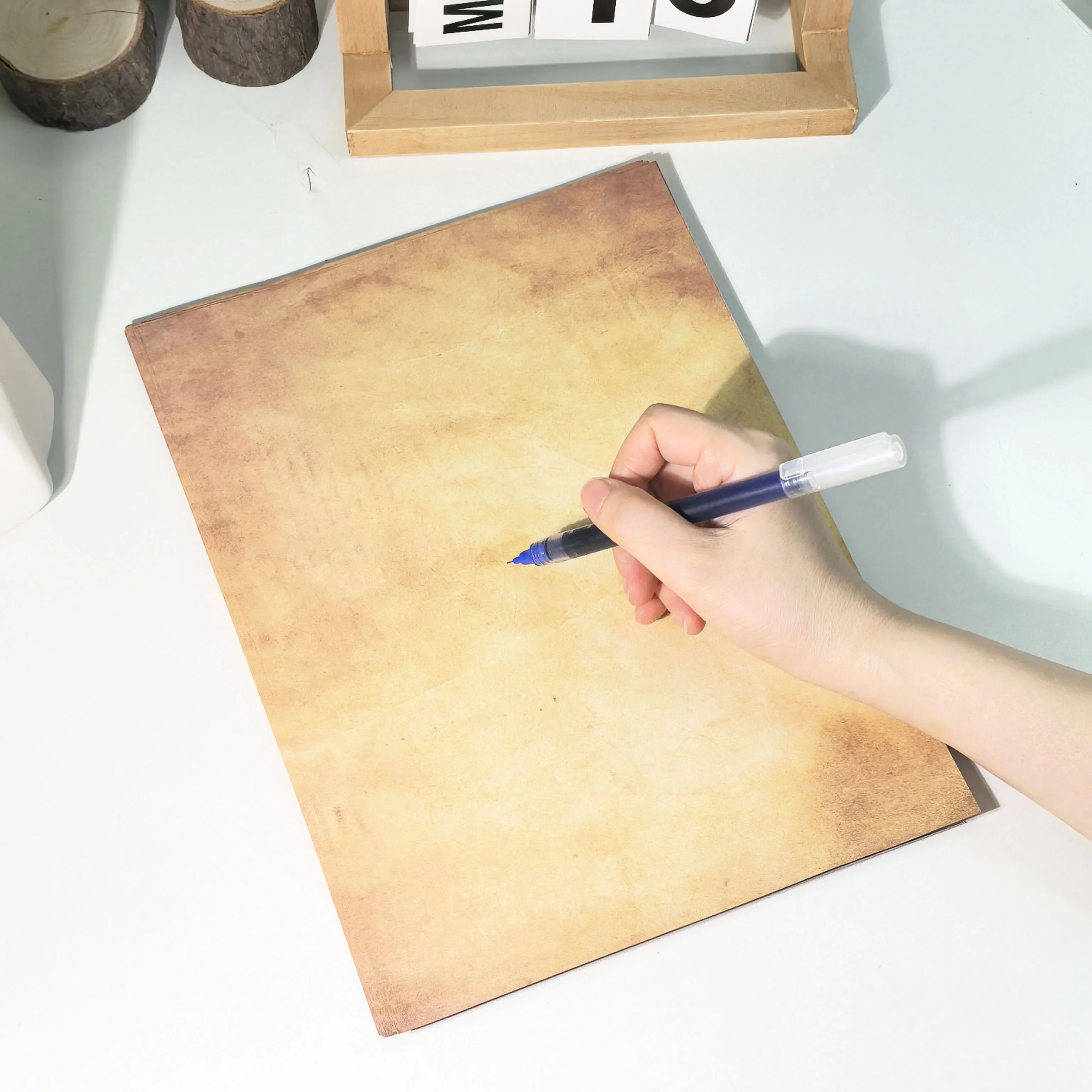 50 Sheets A4 Vintage Parchment Retro Writing Paper 100GSM Scrapbook Journal Stationery Diary Notepad Notes Notebook Note Books