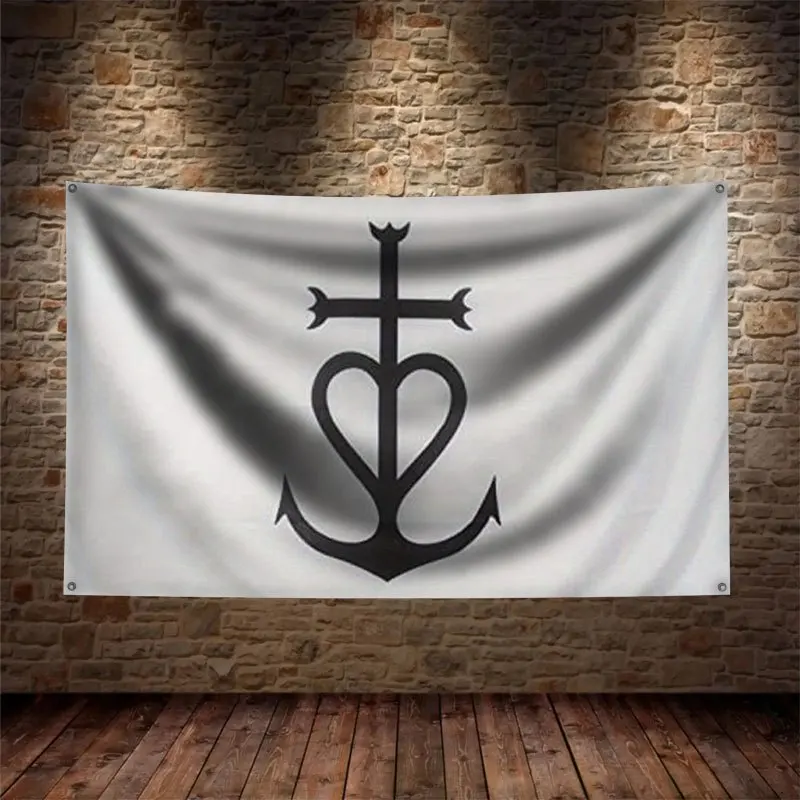 Christian Anchor Cross Flag Tapestry Wall Banner Nautical Faith Symbol Decoration Gift For Home Church Decor