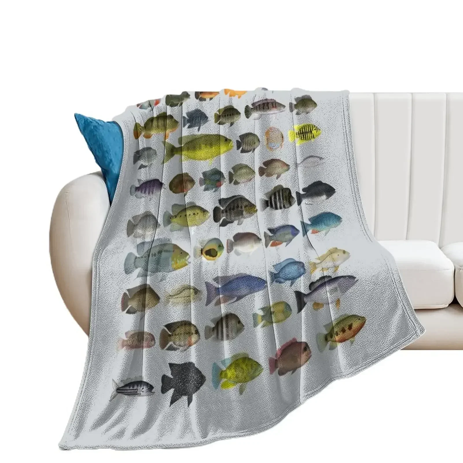 Cichlid Group Throw Blanket Shaggy Loose Blankets