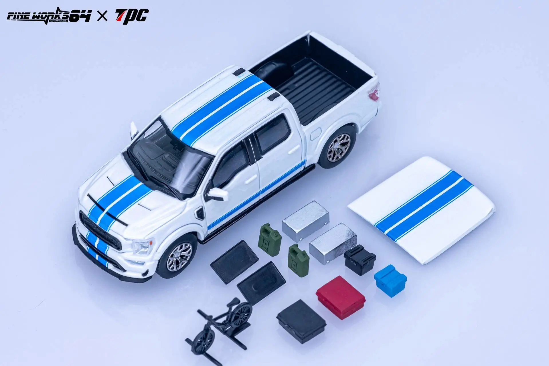 

Fine Works x 1/64 for Shelby F-150 Pickup Sport Truck White&Silver Gray Diecast Model Car Limited Collection