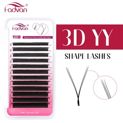 FADVAN 3D YY Shaped Lashes D/DD Curl 3 Split Tips Soft BASF Lash Hand-Made High Quality Volume Fan Eyelash Extension