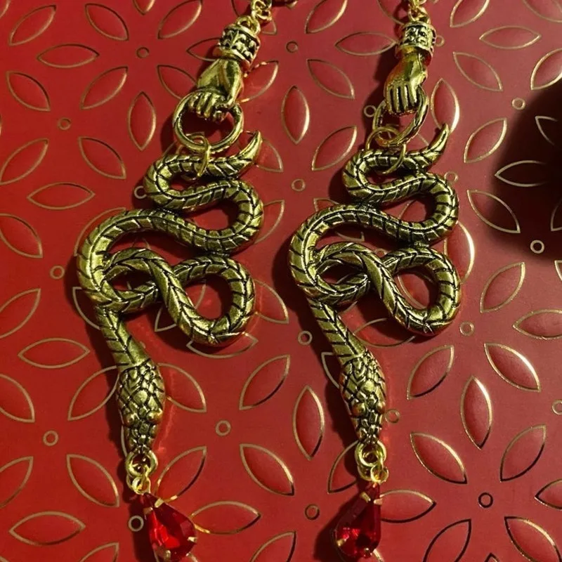 حار بيع، خمر مجوهرات الأفعى الأقراط اليد الأقراط الاتجاه الدمعة