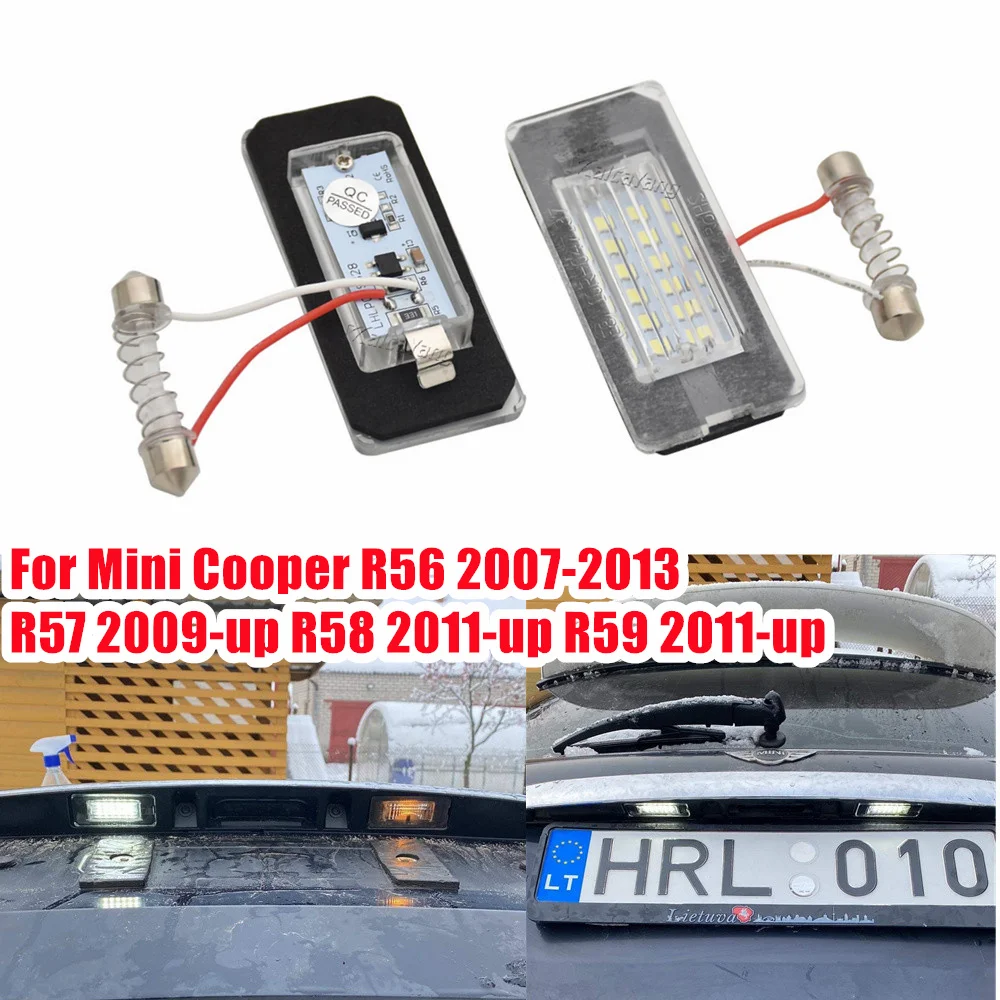 2Pcs For Mini Cooper R56 Hatchback R57 Covertible R58 Coupe R59 Roadster CanBus No Error LED License Plate Light 51132756227
