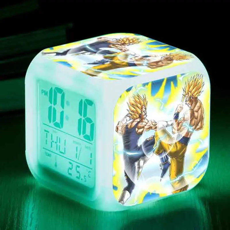 Reloj despertador Led Dragon Ball Goku Vegeta, decoración de moda para dormitorio, luz Digital que cambia de crecimiento, reloj despertador, regalo de cumpleaños