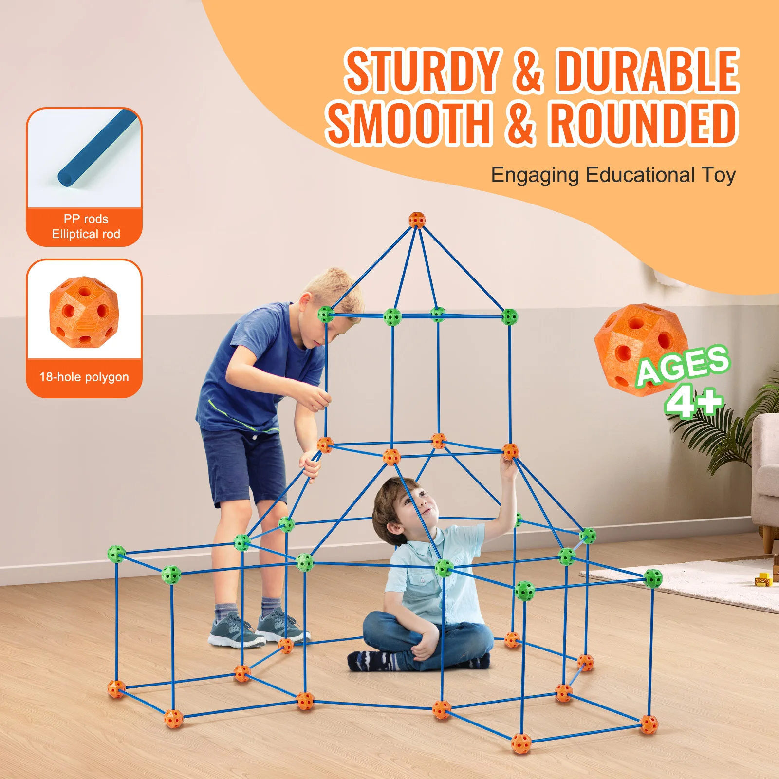SucceBuy فورت اللبنات الاطفال الإبداعية داخلي اللعب خيمة الطوب عدة مع 80 قضبان 40 كرة DIY بها بنفسك ألعاب القلعة التعليمية