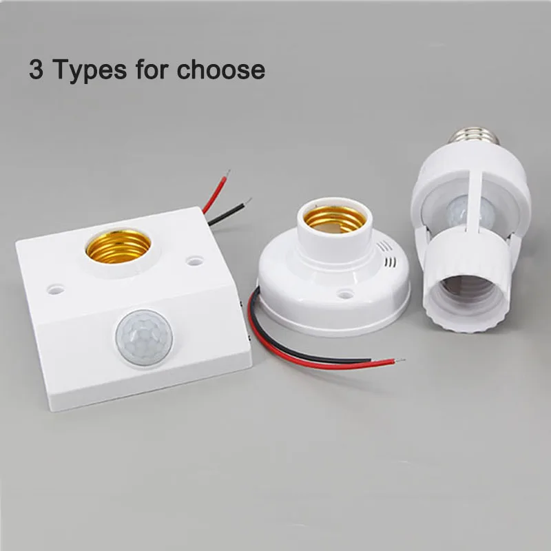 AC 110V-240V E27 Base socket Sound or PIR Motion Human Body Infrared Sensor control Lamp Holder Bulb LED Night Light Delay Time