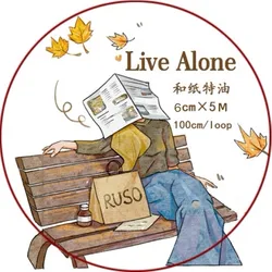 Live Alone Indie Girl Die Cut PET Washi Tapes Craft Supplies DIY Scrapbooking Card Making Decorative Plan Sticker
