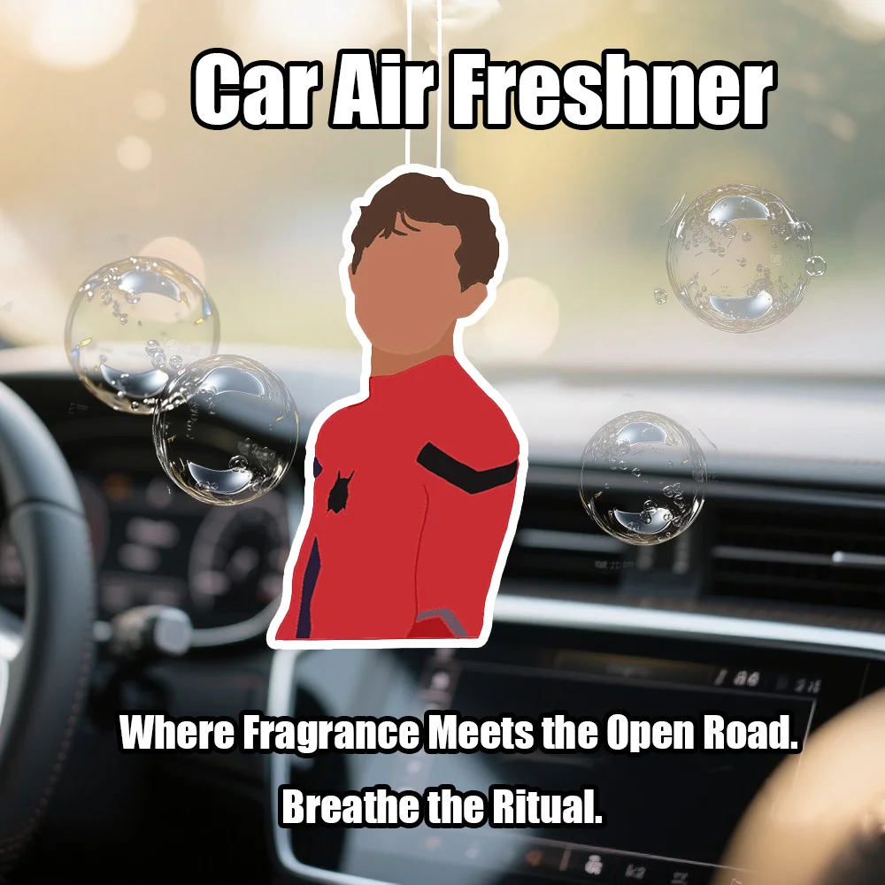 شماعة رائحة السيارة City Web Hero - تصميم بدلة باللون الأحمر والأسود، معلقة بفتحة مرآة، عطر يدوم طويلاً #6