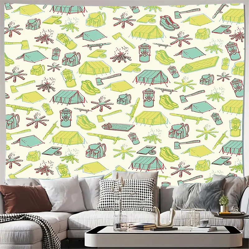 Bohemian Tapestry Wall Hanging Nature Forest Trees Pattern Aesthetic Room Decor Dorm Wall Art Hippie Home Decor Vintage Textile