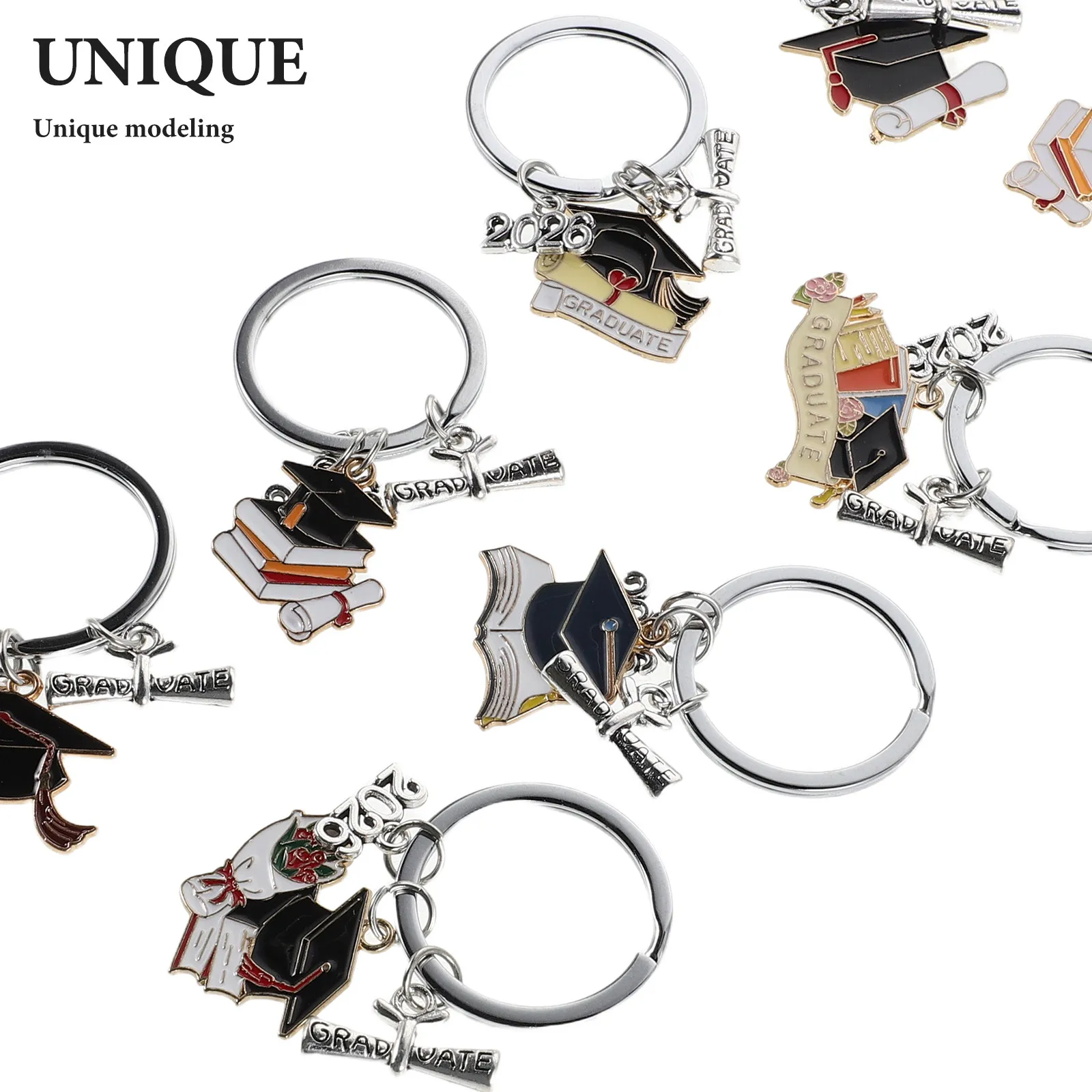 8Pcs Graduation Keychain Bulk Grad Cap Tassel Zinc Alloy Graduation Season Keychain Student Gift Graduate Keychains
