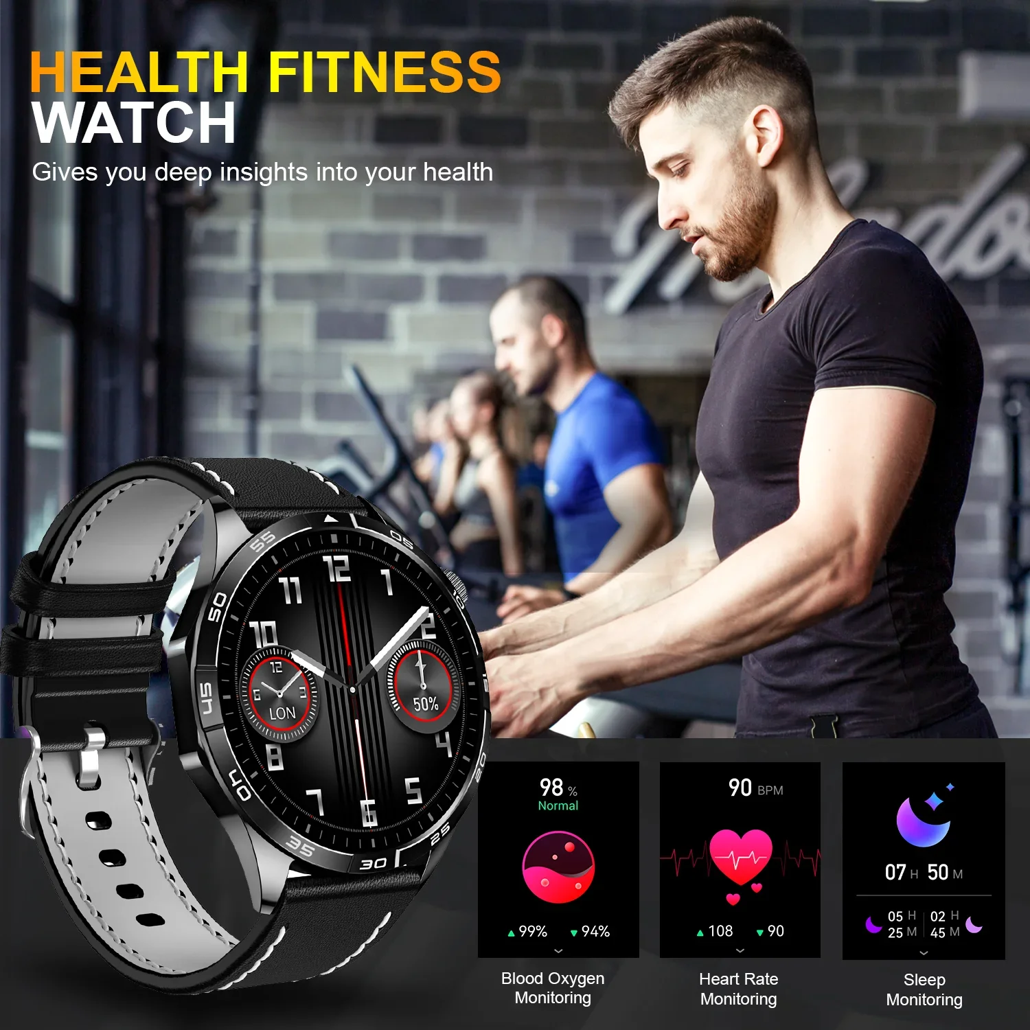 Montre intelligente GPS GT4 pour homme, écran HD 2023x466, appel Bluetooth, NDavid, IP68, étanche, fréquence cardiaque, Android 466, nouveau