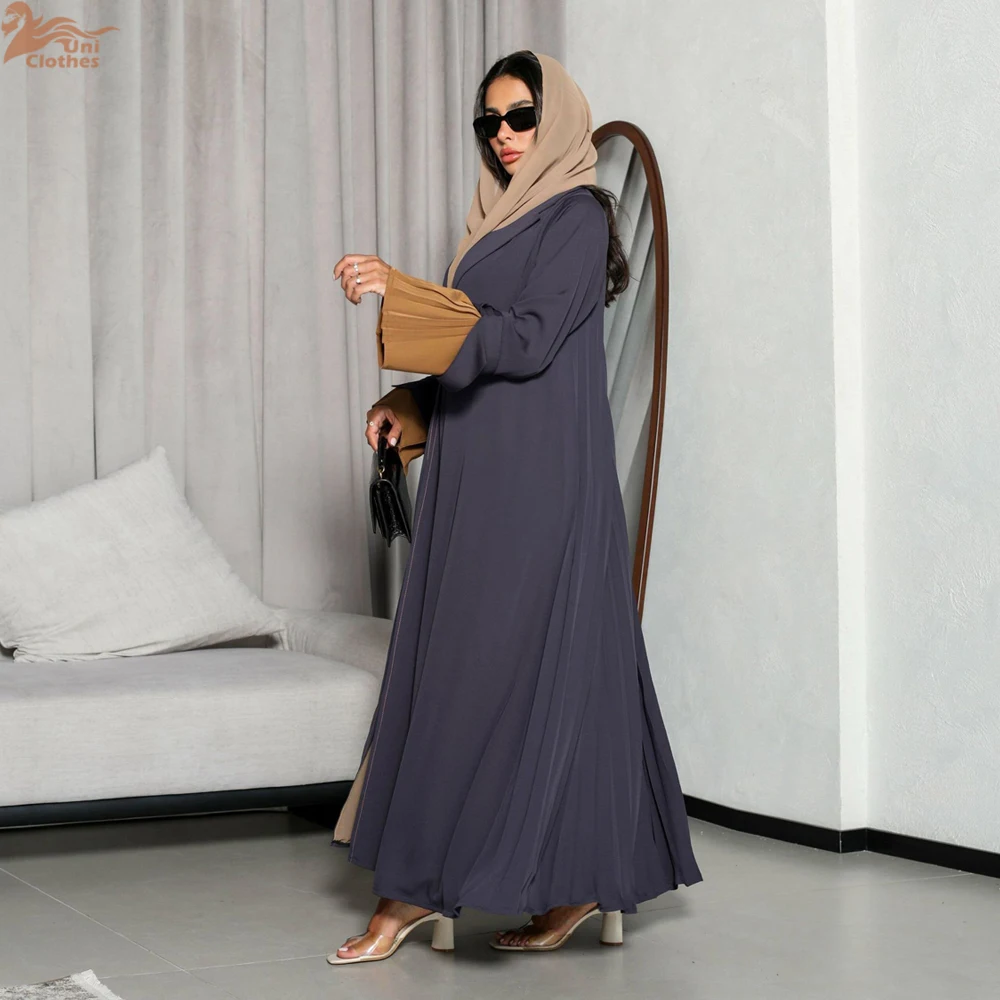 Dubai Open Kimono Abayas Women Muslim Dress Lapel Neck Coat Cardigan Kaftan Jalabiya Caftan Musulman Femme Robe Islam Clothing