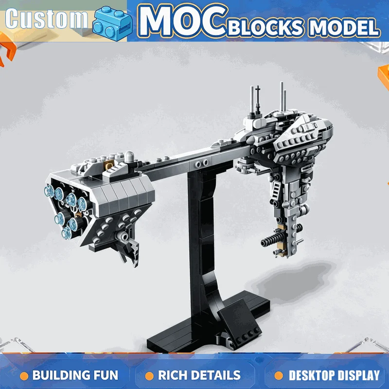 459PCS MOC Sci Fi Cruiser Space Fleet Model Custom Building Blocks Creative Puzzle Display Stand Collectible Desk Decor Gift