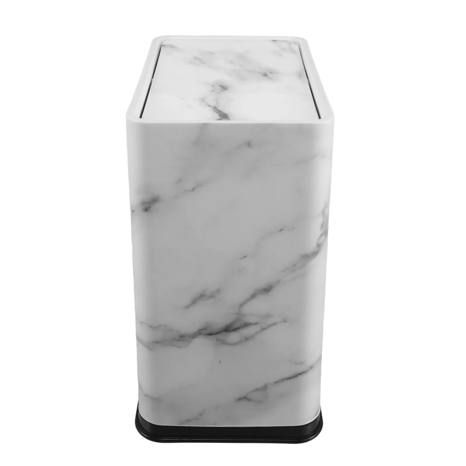 Narrow Space Saving Slim Plastic Trash Can with Covered Swing Lid Rectangle Indoor Garbage Bin for Kitchen Bathroom Bedroom Easy
