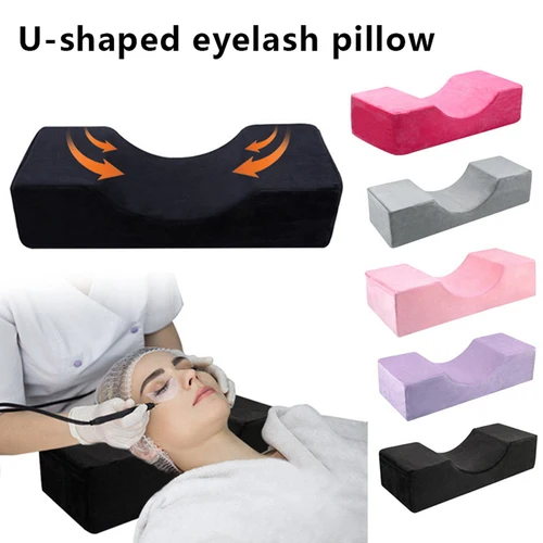 Imagen 2 del producto Almohada de espuma viscoelástica para el cuello, cojín suave para Injerto de pestañas, extensión de pestañas con bolsillo, salón de maquillaje