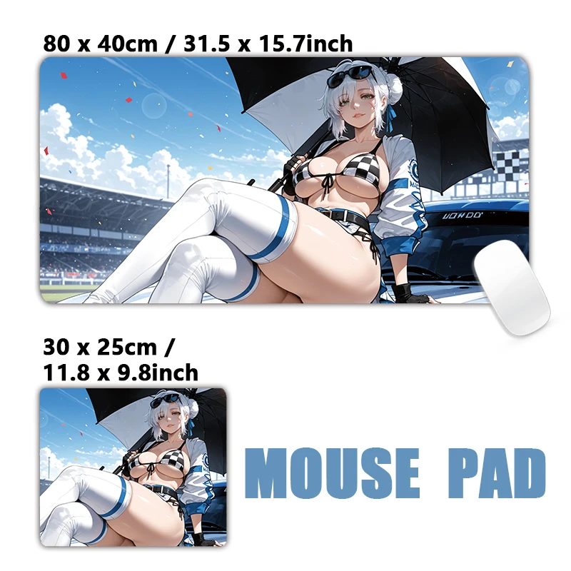 Sexy Girls Japanese Anime Race Grid Girls Mouse Pad  Racing Queen Bikini Honkai ZZZ Locking Edge Mouse Mat Desk Mat