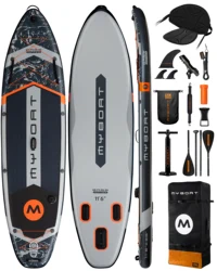 Myboat 방수 엑스트라 와이드 팽창식 패들 보드, 액세서리 SUP 포함, 성인 스탠딩 스타일 수생 낚시, 11x6x35x6