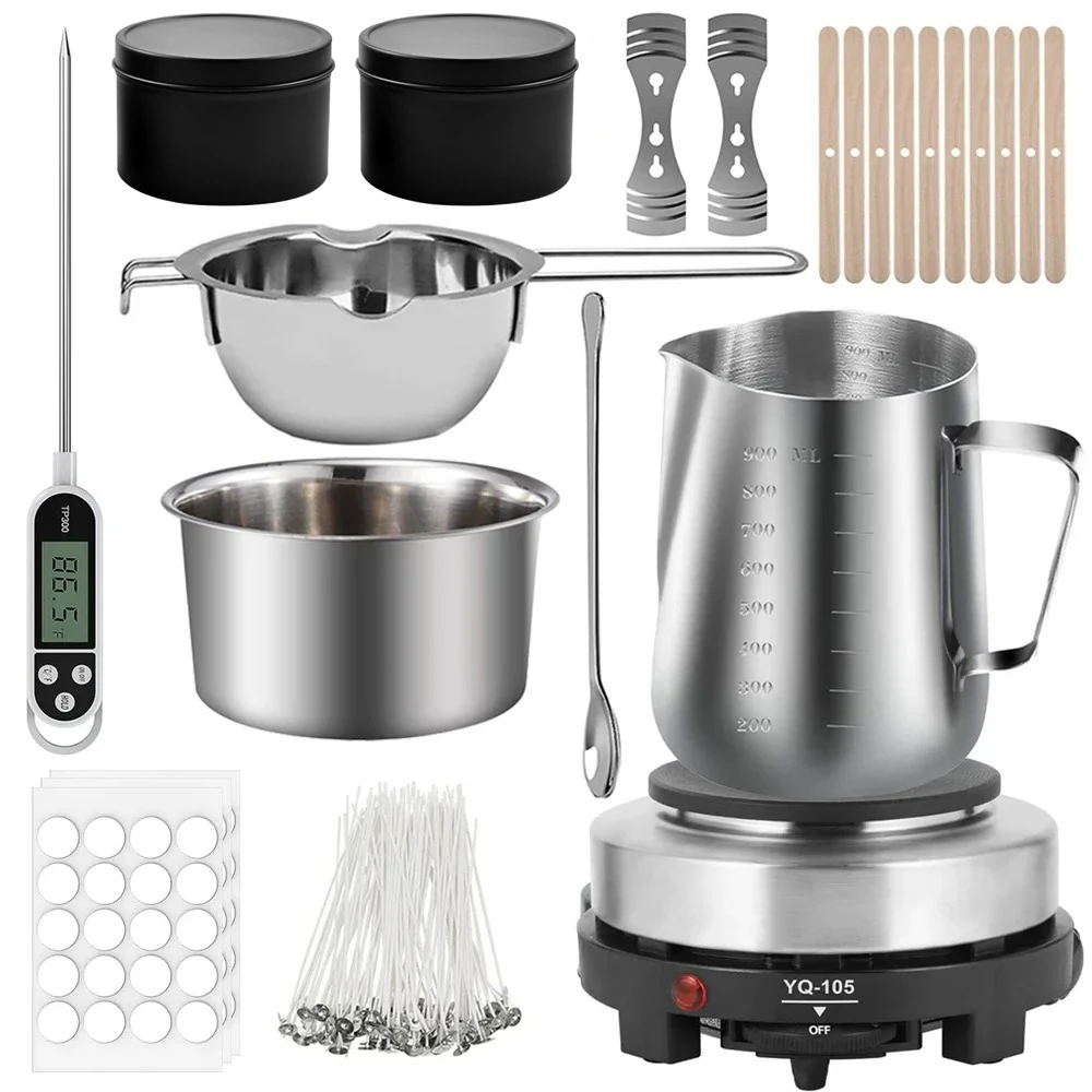 Glintmos DIY Candle Making Kit with Hot Plate, Candle Making Supplies with Wax Melting Pot, Candle Making Tools Set for Adults