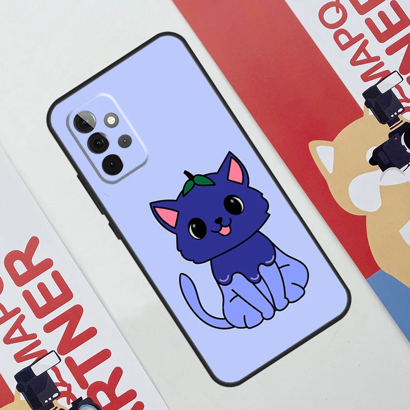 Cute Kawaii Blueberry Cat Funda For Samsung Galaxy A14 A24 A34 A54 A51 A71 A13 A23 A33 A53 A12 A22 A32 A42 A52 Case