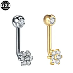 1pc 14G Titanium Flower Christina Piercings Barbell VCH Bar Hide-it Jewellery 10/11/12mm Zircon Vertical Body Jewelry