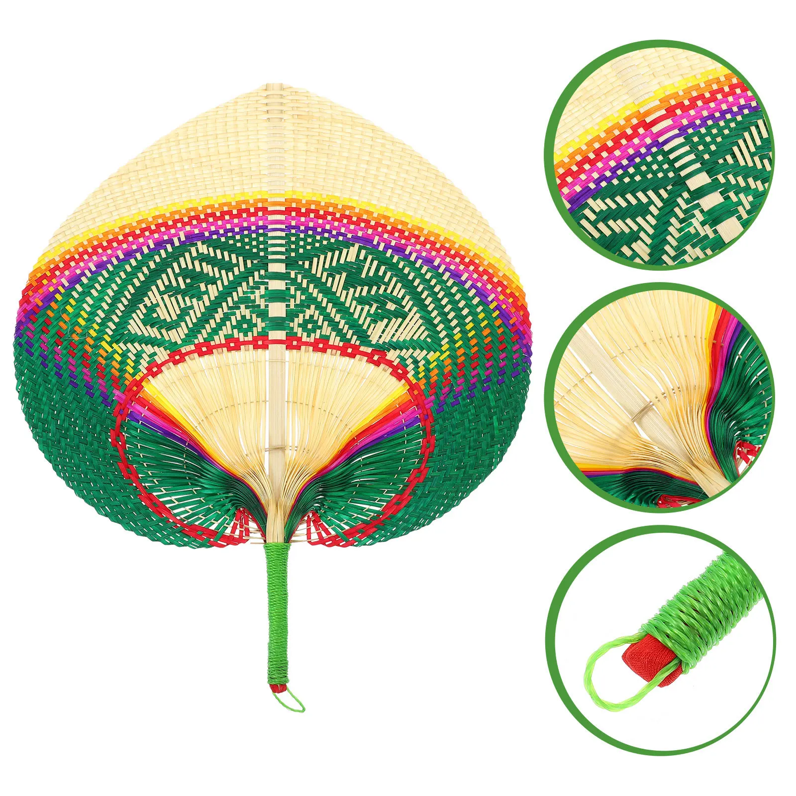 مروحة من الخيزران مصنوعة يدويًا منسوجة لتهوية الصيف طارد البعوض في الهواء الطلق