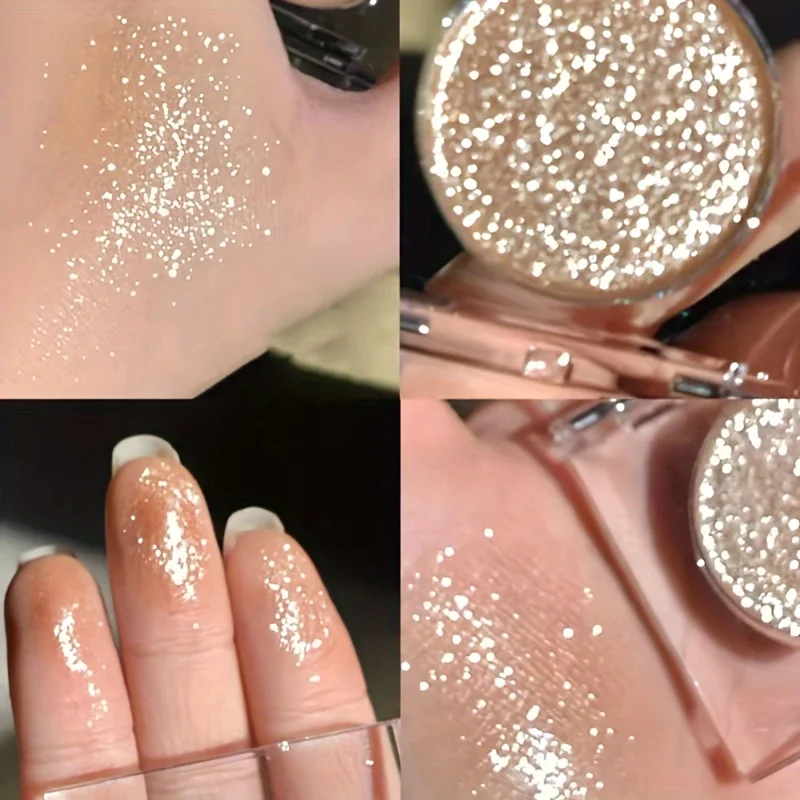 1 unidad de sombra de ojos con purpurina monocromática, paleta de sombra de ojos brillante, resaltador en polvo, brillo, Color tierra brillante, cosméticos de maquillaje de ojos