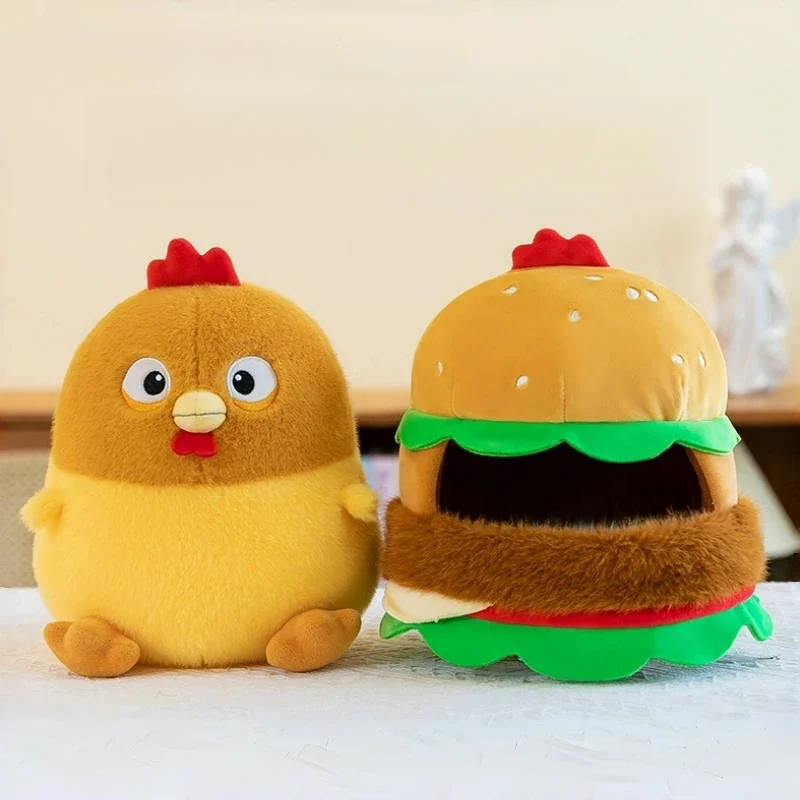 Adorable oreiller en peluche Burger de poulet, jouet en peluche de restauration rapide, oreiller doux à câliner, cadeau d'anniversaire pour tous âges