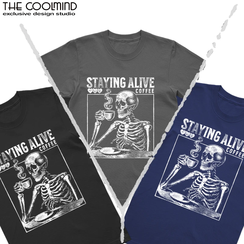 Coolmind U0020-T2 الجمجمة الحصرية الجرافيك الرجال التي شيرت حجم كبير كول تي شيرت الرجال للجنسين تي شيرت بلايز