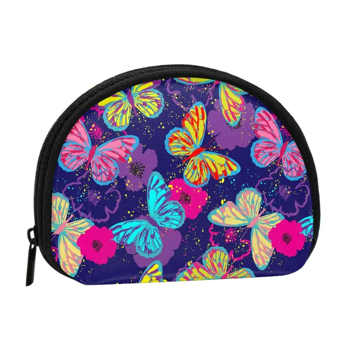 Monedero con gráficos de mariposa de belleza para mujer, bolsa plateada portátil para compras, Mini tarjeta de crédito de viaje, regalo de identificación