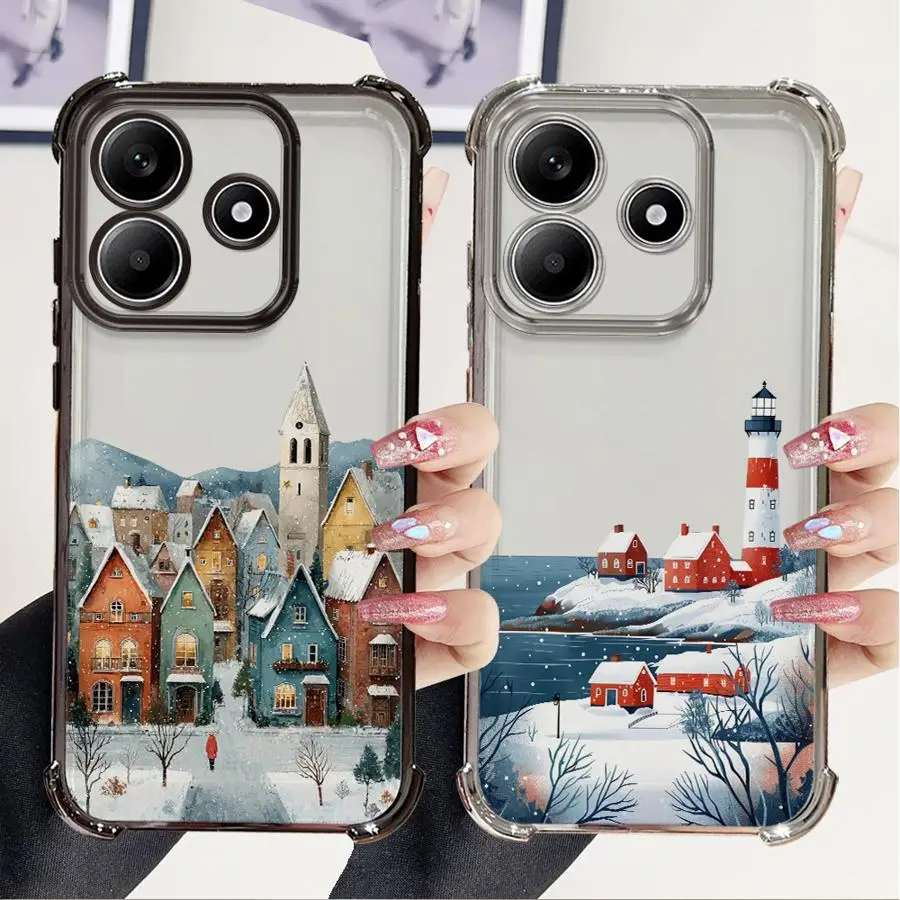 

Рождественский чехол для телефона с Санта-Клаусом для Xiaomi Redmi A3 13C 14C A5 K80 Pro A3X K80 5G, прозрачный чехол